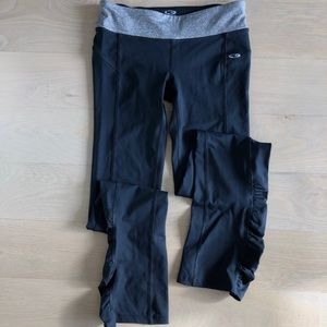 Black lounge sports spandex pants ruffled legs